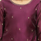 W for Woman Purple Metallic Embroidered Kurta, Pants And Dupatta Set