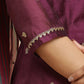 W for Woman Purple Metallic Embroidered Kurta, Pants And Dupatta Set