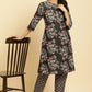 W for Woman Black Floral Printed Kurta And Pants Set