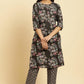 W for Woman Black Floral Printed Kurta And Pants Set