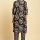 W for Woman Black Floral Printed Kurta And Pants Set