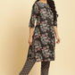 W for Woman Black Floral Printed Kurta And Pants Set