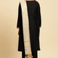 W for Woman Black Zari Embroidered Straight Kurta, Pant And Dupatta Set