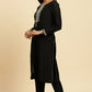 W for Woman Black Zari Embroidered Straight Kurta, Pant And Dupatta Set