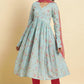 W for Woman Blue Printed Anarkali Kurta, Pants & Dupatta Set