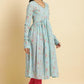 W for Woman Blue Printed Anarkali Kurta, Pants & Dupatta Set