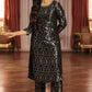 W for Woman Black Rayon Jacquard Kurta And Pant Festive Set