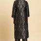 W for Woman Black Rayon Jacquard Kurta And Pant Festive Set
