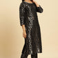 W for Woman Black Rayon Jacquard Kurta And Pant Festive Set