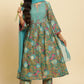 W for Woman Brown Floral Printed Kurta, Pant And Dupatta Set