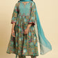 W for Woman Brown Floral Printed Kurta, Pant And Dupatta Set