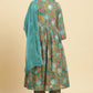W for Woman Brown Floral Printed Kurta, Pant And Dupatta Set