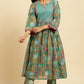 W for Woman Brown Floral Printed Kurta, Pant And Dupatta Set