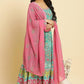 W for Woman Teal Green Anarkali Printed Kurta, Tights And Dupatta Set