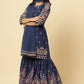 W for Woman Blue Floral Printed Kurta, Sharara And Dupatta Set