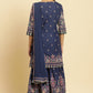 W for Woman Blue Floral Printed Kurta, Sharara And Dupatta Set