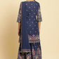 W for Woman Blue Floral Printed Kurta, Sharara And Dupatta Set