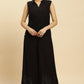 W for Woman Black Cotton Schiffli Top And Pants Co-Ord Set