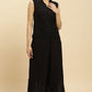 W for Woman Black Cotton Schiffli Top And Pants Co-Ord Set