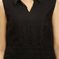 W for Woman Black Cotton Schiffli Top And Pants Co-Ord Set