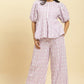 W for Woman Purple And White Stripe Schiffli Peplum Top And Pants Co-ord Set
