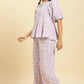 W for Woman Purple And White Stripe Schiffli Peplum Top And Pants Co-ord Set