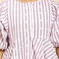 W for Woman Purple And White Stripe Schiffli Peplum Top And Pants Co-ord Set