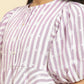 W for Woman Purple And White Stripe Schiffli Peplum Top And Pants Co-ord Set