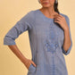 W for Woman Blue Pure Cotton Straight Kurta and Parallel Pant Set
