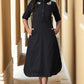 W for Woman Black Cotton Embroidered Shirt Dress