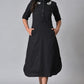 W for Woman Black Cotton Embroidered Shirt Dress