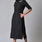 W for Woman Black Cotton Embroidered Shirt Dress