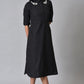 W for Woman Black Cotton Embroidered Shirt Dress