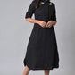 W for Woman Black Cotton Embroidered Shirt Dress
