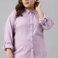 W for Woman Light Purple Shirt Collar Plus Size Top