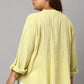 W for Woman Celery Green Mandarin Collar Plus Size Top