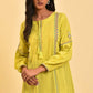 W for Woman Lime Yellow Seer Sucker Printed Top