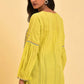 W for Woman Lime Yellow Seer Sucker Printed Top