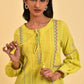 W for Woman Lime Yellow Seer Sucker Printed Top