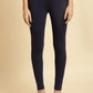 W for Woman Blue Solid Cotton Jersey Lycra Tights