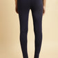 W for Woman Blue Solid Cotton Jersey Lycra Tights