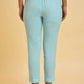 W for Woman Blue Geometric Printed Rayon Straight Kurta and Slim Pant Set