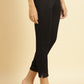 W for Woman Black Abstract Printed Cotton Flax Straight Kurta with Slim Pant Set