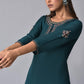W for Woman Teal Embroidered Round Neck kurta