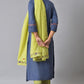 W for Woman Blue Embroidered Contemporary kurta Set