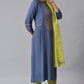 W for Woman Blue Embroidered Contemporary kurta Set