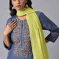 W for Woman Blue Embroidered Contemporary kurta Set