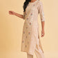 W for Woman Beige Glitter Printed kurta & Pants Set