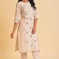 W for Woman Beige Glitter Printed kurta & Pants Set