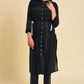 W for Woman Black Mock Vest kurta Set